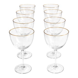 Vintage Gold Rim Champagne Coupe Glasses – Possibly Haviland Limoges – Elegant French Style - Set of 8 For Sale