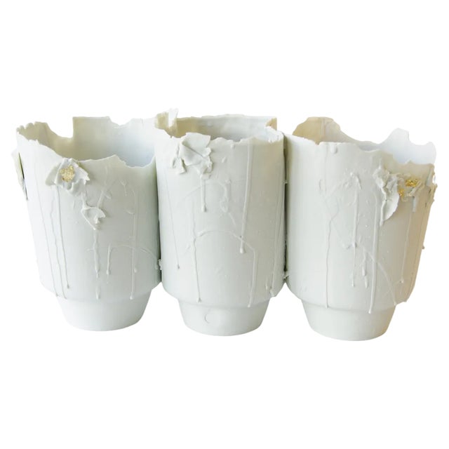 Big Porcelain Imperfections Vases by Dora Stanczel, Set of 3 For Sale
