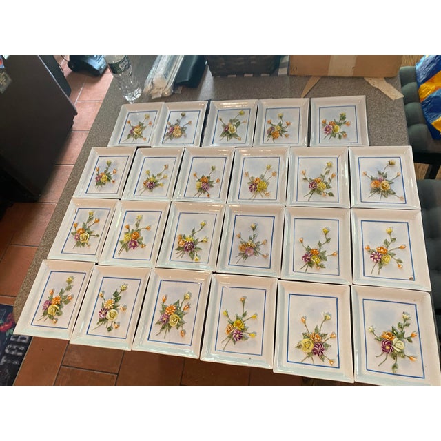 Shabby Chic Vintage Porcelain 3D Floral Wall Plaques Wall Decor- Set of 23 For Sale - Image 3 of 7