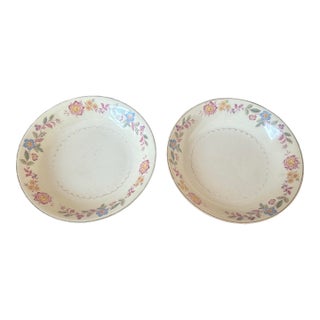 Pair of Vintage Floral Ironstone Serving Bowls For Sale