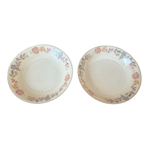 Vintage Floral Ironstone Serving Bowls - a Pair