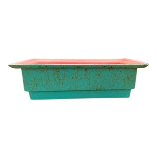 Vintage Pink and Turquoise Planter For Sale