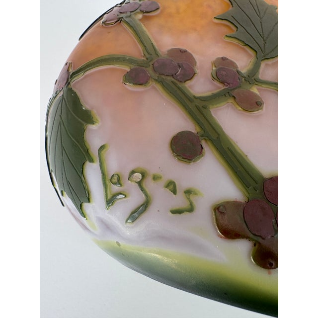 Late 19th Century Lagras Art Nouveau Red Holly Berry Vase For Sale - Image 5 of 11