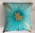2010s Contemporary Boho Tie Dye Turquoise Gold Leather Pillow Cover For Sale - Image 5 of 6