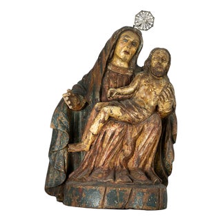 Religious Baroque Style Virgin of Mercy Statue, 18th Century, Wood For Sale