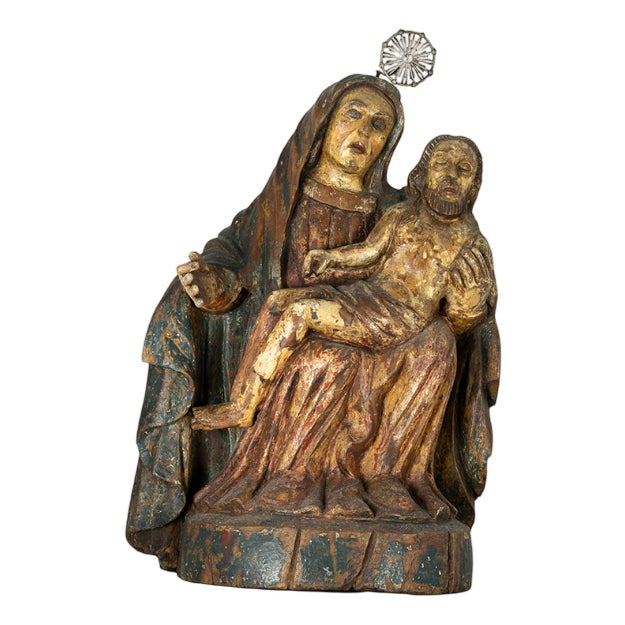 Religious Baroque Style Virgin of Mercy Statue, 18th Century, Wood For Sale
