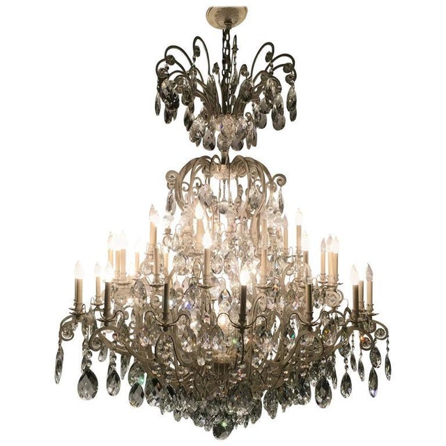 Schonbek German Monumental Painted Brass & Crystal Chandelier Chairish