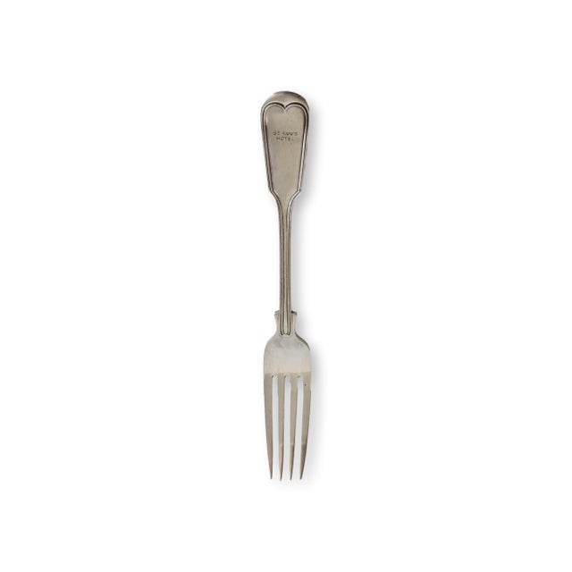 Set of six oversized English hotel forks by renowned silversmith Walker & Hall, produced for St. Annes Hotel. These...
