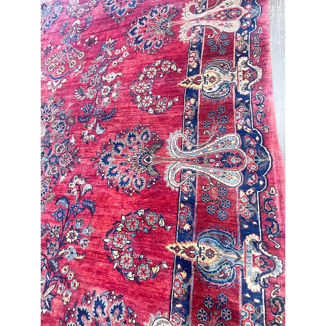 Antique Persian Mohajeran Sarouk Carpet, 8'7" × 12'4" For Sale - Image 4 of 11
