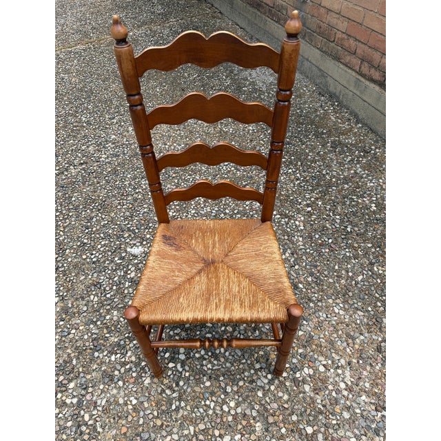 Vintage Tell City Chair Company Ladder-Back Rush Seat Chairs For Sale - Image 10 of 12