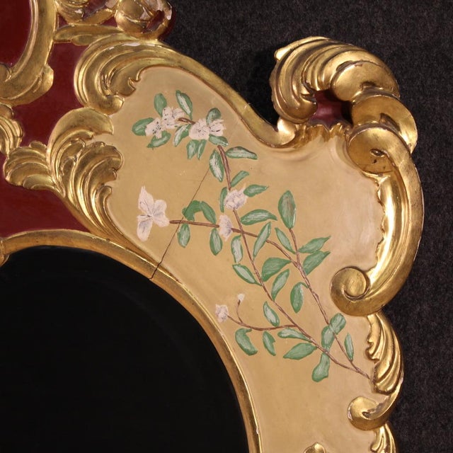 Venetian Chinoiserie Lacquered, Painted, and Gilded Mirror, 1950s For Sale - Image 11 of 13