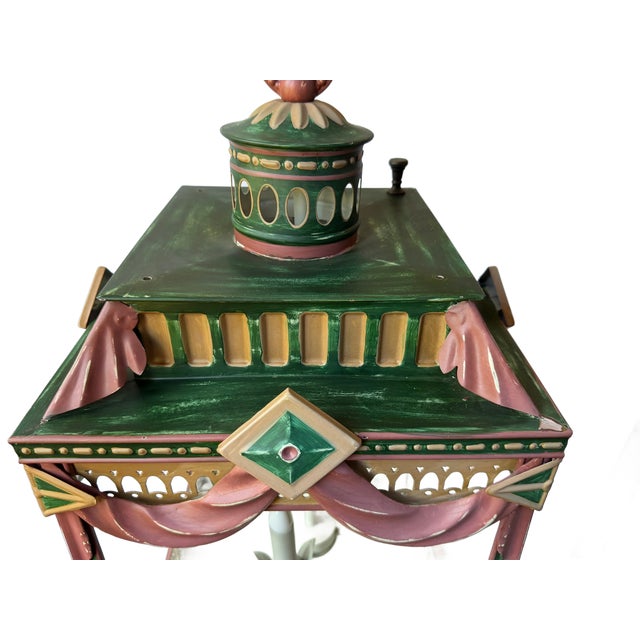 Vintage French Regency Style Tole Peinte Lantern Chandelier For Sale - Image 4 of 10