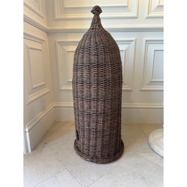 Wood Vintage 36” Woven Wicker Bee Skep For Sale - Image 7 of 15