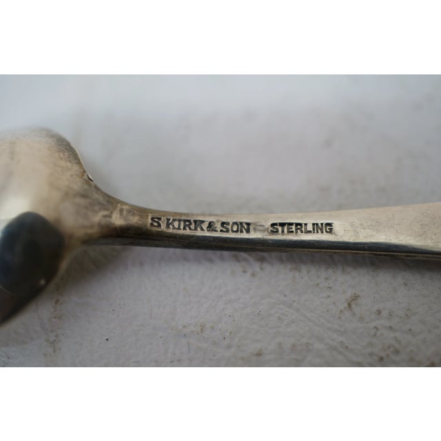 Silver Antique 1874 Russian Silver Salt Cellar & S Kirk & Son Sterling Spoon 2.5" For Sale - Image 8 of 15