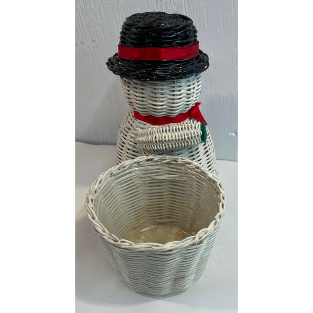 Vintage Wicker Snowman Planter Basket For Sale - Image 4 of 7
