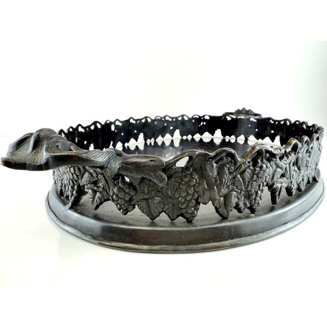 Antique Cast Iron Tray With Grape and Leaf Motif For Sale In Little Rock - Image 6 of 14