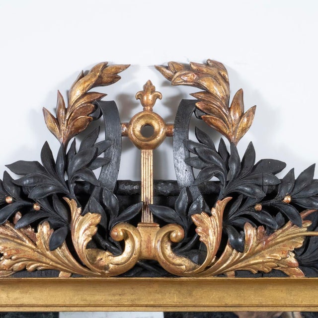 1900 - 1909 Gilded and ebonized oak Baroque mirror For Sale - Image 5 of 11