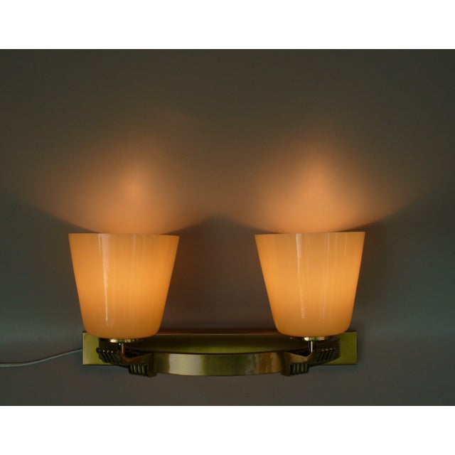 Large Art Deco Wall Lamp in Brass, 1930s For Sale - Image 9 of 18