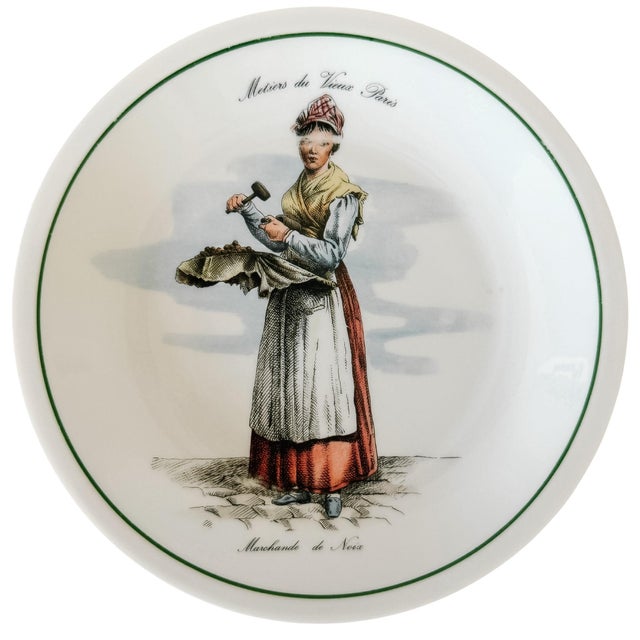 1980s Vintage French Porcelain "Métiers Du Vieux Paris" Salad Plates by Berry - Set of 4 For Sale - Image 5 of 7