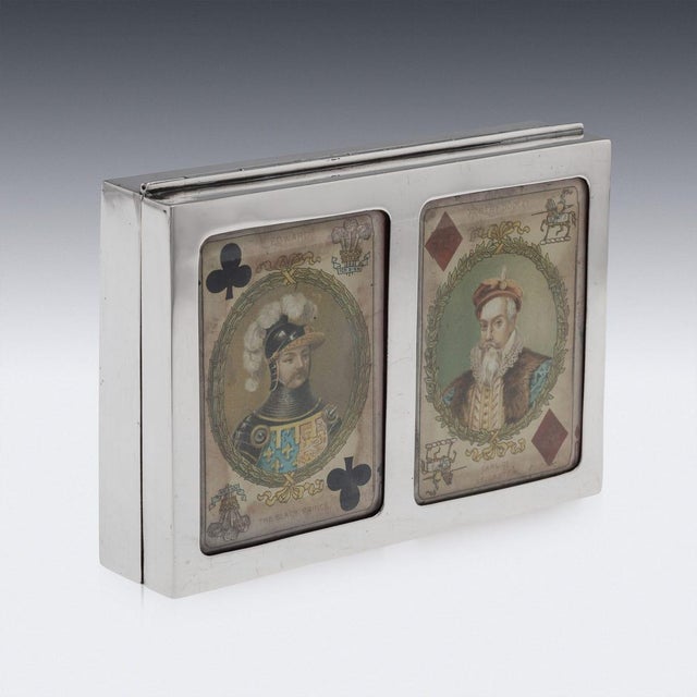 Antique Edwardian Silver and Glass Playing Cards Box, 1902 For Sale - Image 6 of 18
