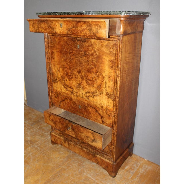 Wood Louis Philippe Secretaire in Burr Walnut, 1800s For Sale - Image 7 of 18