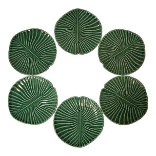 Late 20th Century Olfaire Style Leaf Dessert Plates Dinnerware- Set of 6 For Sale