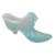 Vintage Fenton Glass Shoe Slipper Hobnail Blue Turquoise Opalescent Cat Head For Sale