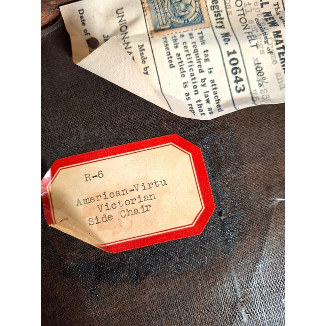Antique “His” & “Hers” American Neo-Grec Upholstered Chair Set For Sale - Image 15 of 15