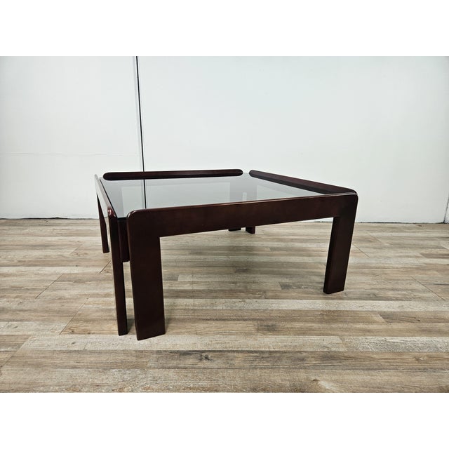 Mid-Century Modern Coffee Table with Smoked Glass attributed to Afra and Tobia Scarpa for Cassina, 1960s For Sale - Image 3 of 18