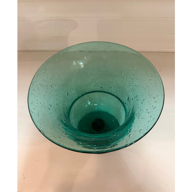 Blenko Blenko Teal Vase For Sale - Image 4 of 5