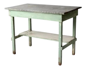 Antique Table With Galvanized Top