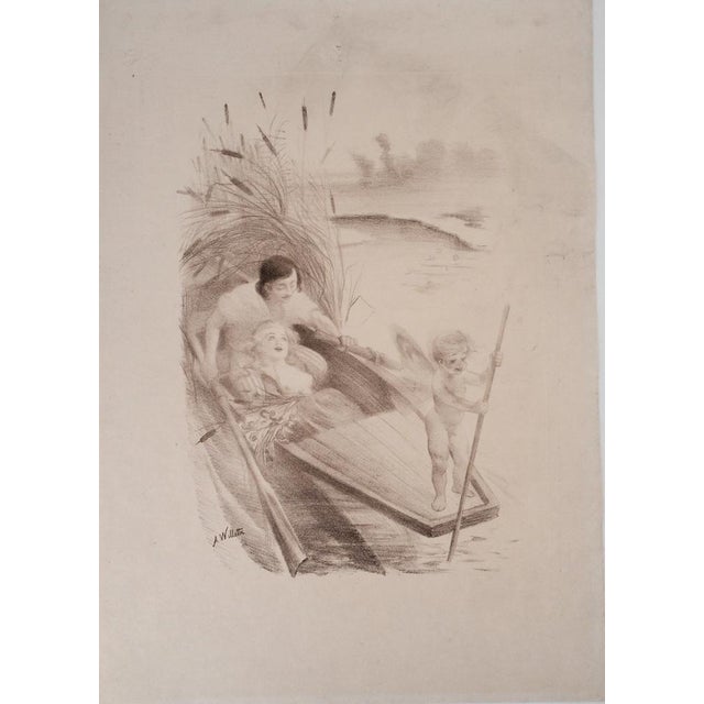 Adolphe Willette, The Lovers and Cupid, Lithograph For Sale - Image 5 of 5