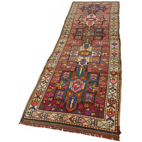Boho Chic Red Bohemian Runner Rug For Sale - Image 3 of 7