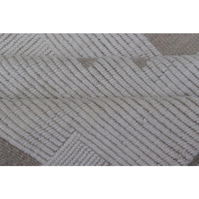 Modern Gallery Rug With Subtle Grid Design in Soft Ivory and Taupe 5'4 X 12'8 For Sale - Image 10 of 11