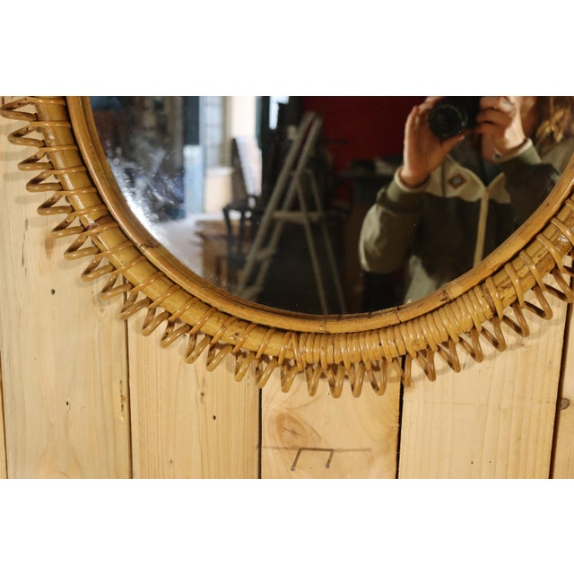 Wood Italian Rattan Mirror by Franco Albini, 1960s For Sale - Image 7 of 10