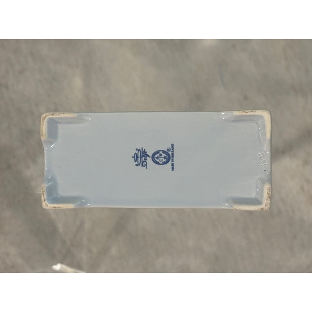Delft Vintage Williamsburg Restoration Dutch Delft Chinoiserie Flower Brick, Holland For Sale - Image 4 of 9