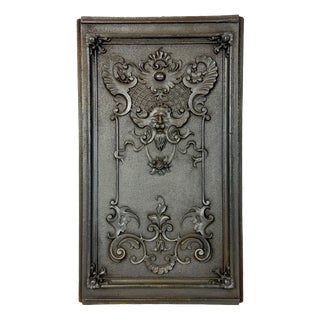 Antique Renaissance Revival Mascaron Grotesque Cast Iron Fireback For Sale
