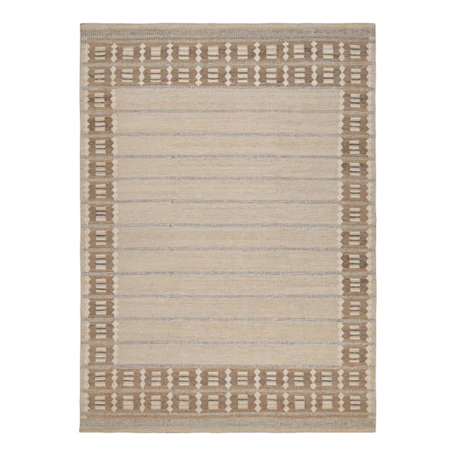 Rug & Kilim’s Scandinavian Style Rug in Beige-Brown With Geometric Patterns - 6x9 For Sale