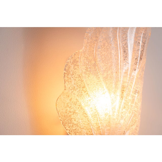 Vintage Glass Leaf Wall Lamps, 1970s, Set of 2 For Sale - Image 13 of 14