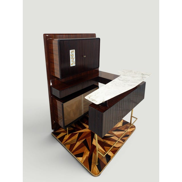 Mid-Century Italian Bar Cabinet with Stools attributed to Osvaldo Borsani, Set of 3 For Sale - Image 12 of 18