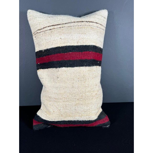 Turkish Hemp Pillow Cushion Natural Beige Red Pillow Cushion Cover 16 "x 24" For Sale - Image 4 of 4