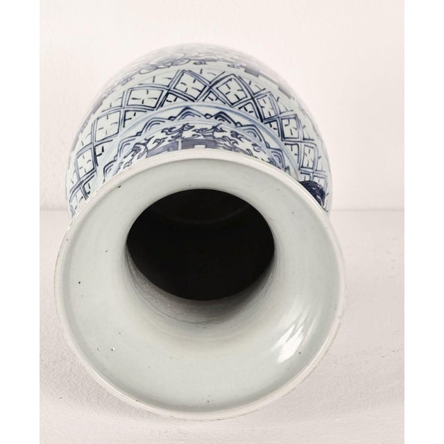 Ceramic Vintage Classic Blue & White Double Happiness Vase For Sale - Image 7 of 7