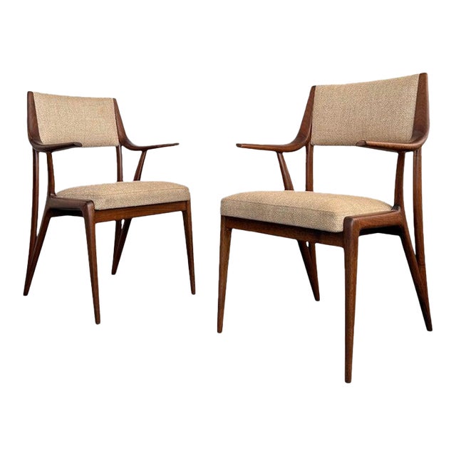 1950s Mid-Century Modern Sculptural Walnut Armchairs by M. Singer & Sons For Sale