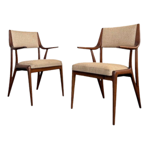 1950s Mid-Century Modern Sculptural Walnut Armchairs by M. Singer & Sons