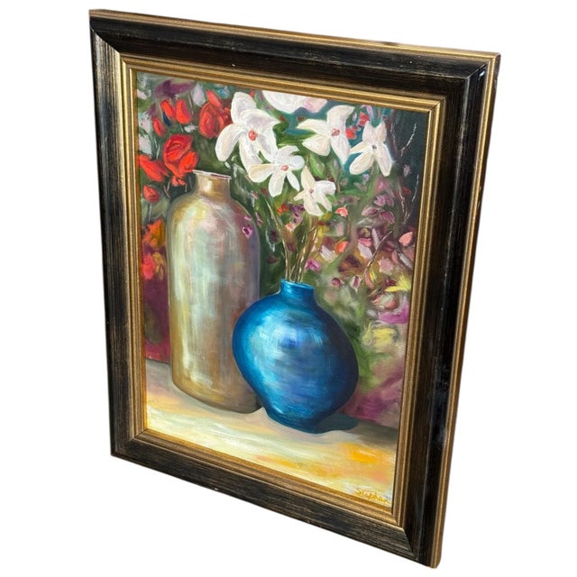 Original Still Life Oil Painting Signed & Framed For Sale - Image 4 of 9