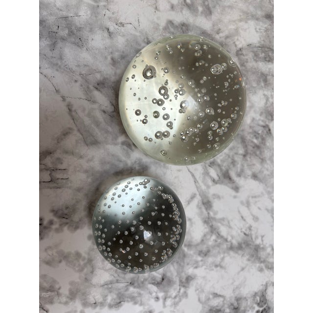 Vintage Bubble Glass Sphere Paperweights- Set of Two For Sale In Sacramento - Image 6 of 7