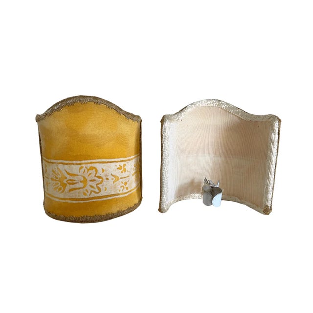 Italian Vintage Fortuny Shield Shaped Half Shade For Sale - Image 3 of 3