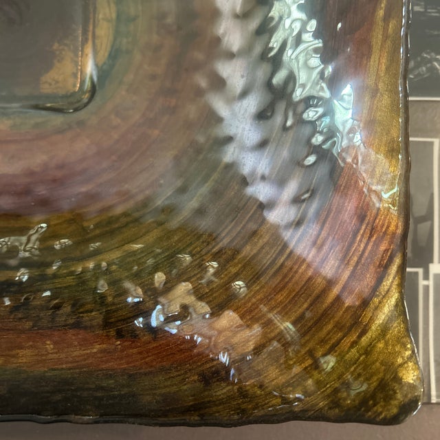 Modern Large Iridescent Art Glass Square Bowl For Sale - Image 3 of 5