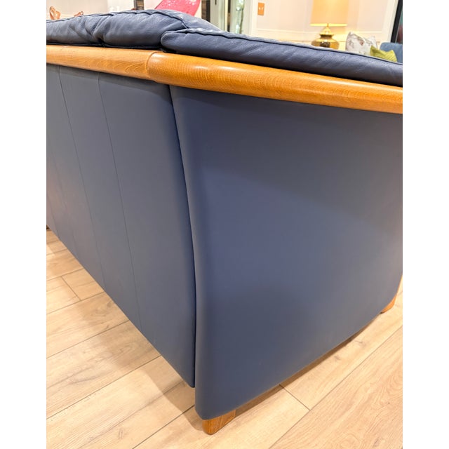 Late 20th Century Ekornes Navy Blue Loveseat For Sale - Image 6 of 10