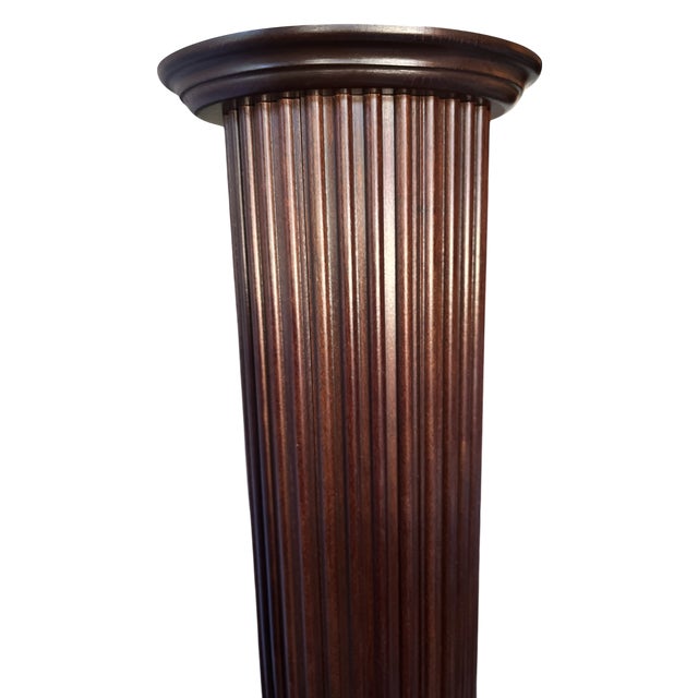 1990s Vintage Pair of Fluted Wooden Pedestals / Display Columns — Made in Usa, Circa 1992 For Sale - Image 5 of 8